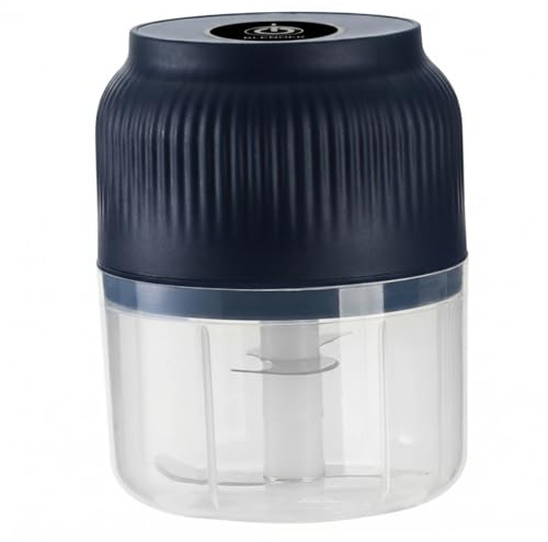 Ginwrek Hachoir électrique à ail 4 lames sans fil, 300 ml, mini robot de cuisine pour noix, chili, nourriture pour bébé (bleu)