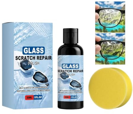 Spiegel Kratzer Entferner 30 ml -Reparatur-Politurlösung mit | Glas Beschichtungspflegeflüssigkeit für Windschutzscheibe Brille Linse Spiegel Auto Limousine LKW Zuhause Dusche