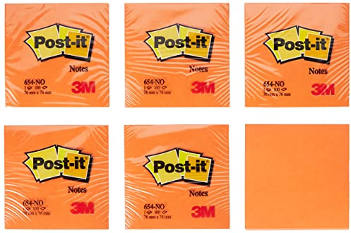 Post-it® 654NOR klisterlappar 6 block à 100 ark, neonorange (76 x 76 mm) neonorange