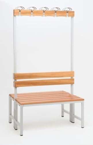 Szagato Garderobenbank Mit Haken 2-Seitig | Umkleidebank HxBxT 170x100x60 cm | 2 Sitzbänke für Garderobe und Kindergarderobe