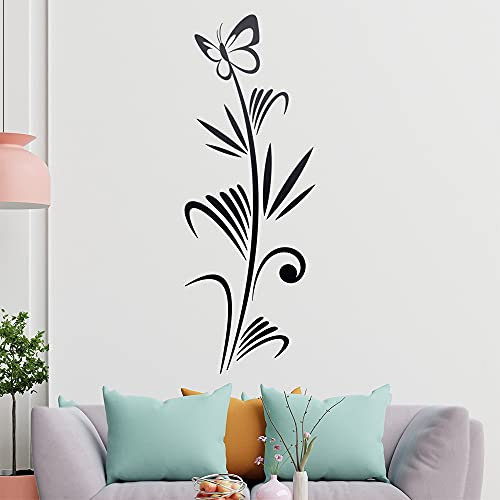 Schmetterling auf Gras Wandtattoo in 6 Größen - Wandaufkleber Wall Sticker - Dekoration, Küche, Wohnzimmer, Schlafzimmer, Badezimmer