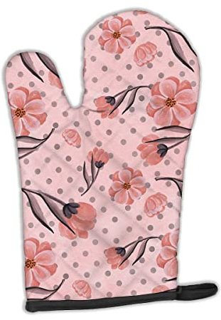 Caroline 's Treasures bb7499ovmt Pink Blumen und Polka Dots verziert Ofenhandschuh, 30,5 x 21,6 cm Multicolor