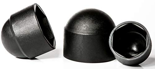 M12 (19mm Wrench) Black Plastic Nut and Bolt Protective Dome Cover Caps (Pack of 10) A07C/1
