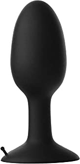 Prowler Weighted Silicone Medium Butt Plug with Internal Oscillating Ball for Added Intense Pleasure in Black - 4.5 Inches Insertable Length, 14.2cm Girth - by Prowler