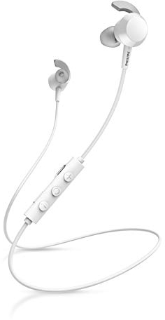 Philips E4205WT/00 Cuffie Bluetooth Wireless In Ear, Driver al Neodimio 8,2 mm, Telecomando in Linea, Pulsante BASS Boost, 10 Ore Riproduzione, Isolamento Acustico, Bianco Modello 2020/2021