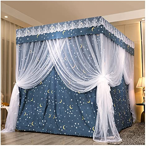Betthimmel Blackout-Bettvorhänge, 4- Ecken Post-Bunk-Bett-Baldachin, 360° Schutzhülle, Staubdichter Bettdecke, 1, 5m/ 1, 8m/ 2m Doppelbett, 4 Größen (Color : Style1, Size : 200x220x210cm)