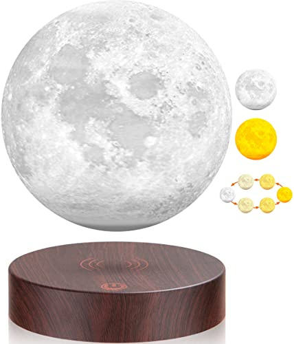 Magnetic Levitation Floating Moon Lamp - 3 färger roterande Levitating 3D Printing LED Moon Light Lamp med Touch Control, nattljus Office Home Desk Decoration Gadget Födelsedagsgåva