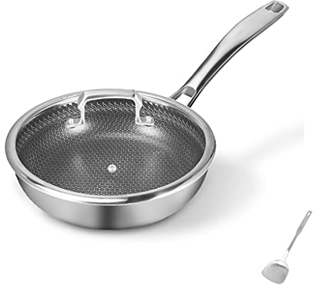 Liudan Padella Padella Padella Padella Padella con Coperchio 316 frittura Profonda Padella fritta Uovo Fritto Bistecca di Alta qualità Pan vaschetta in Acciaio Inox Padella Antiaderente