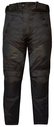 warrior gears Pantalon de Moto imperméable pour Enfants, Pantalon de Protection Noir pour Enfants, Pantalon imperméable pour garçons avec Protections CE, Pantalon pour Enfants - Noir