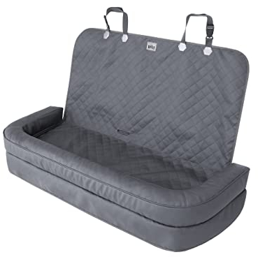 DOGGY Hundeautositz, Hundebox, Hundebett, Transportboxen, Rückbank, Hundedecke, Hundekörbchen, Katzenbett, für kleine Hunde, 135 x 45 cm, Graphit Skaj