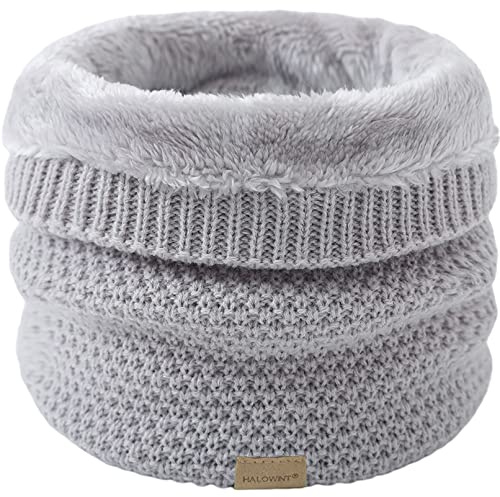 DURINM Écharpe Cou Femme Chaud Cache Enfant Homme Tube Doublure Polaire Hiver (gris clair)