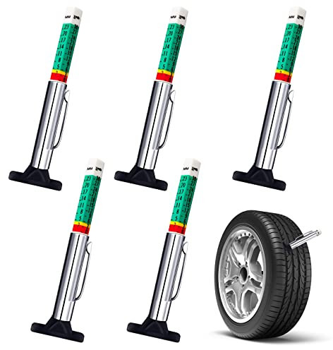 5 Pcs Tyre Tread Depth Gauge UK,Smart Color Coded Car Tyre Tread Gauge Tire Gauge Depth Precise Color Coded Car Tread Depth Gauge Digital Tire Tread Depth Gauges for Car,Truck,Motorcycles,32nds/25mm