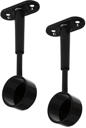 Gedotec Schrankrohrlager für Decken-Montage | TUBI | 2 Stück Schrankrohr-Endträger Schwarz für Garderoben-Stangen rund | Kleiderstangen-Befestigung D: 25 mm | Decken-Stangenhalter höhen-verstellbar