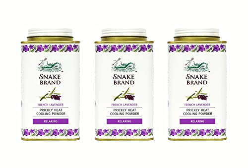SNAKE BRAND Prickly Heat Cooling Body Powder Relaxing Lavender 140g (3-Pack)