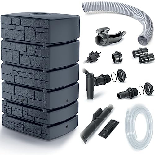 Set Tower Stone Regenwassertank-Bausatz 500 L + Icanset 1 + Icanset 5 / Set of Tower Stone 500L Rainwater Tank + Connection kit for rainwater Tanks Icanset 1 + Icanset 5 (500 L, Anthrazit)