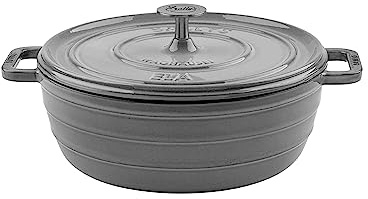 Sallys 'Ela' Deluxe Gusseisentopf - Robustes und Hochwertiges Kochjuwel für Perfektes Garen (Smokey Grey)
