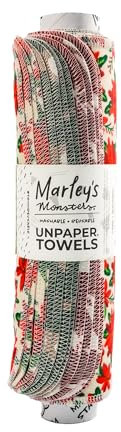 Marley's Monsters Seasonal UNpaper Towels - Reusable Paperless Towels - Cotton, Tree Free (12-Count roll) (Home for The Holidays)