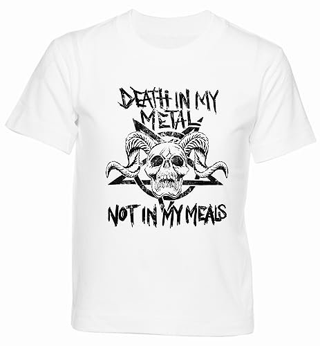 Veganer Metalhead T-Shirt Kinder Weißes T-Shirt Mit Rundhalsausschnitt Für Jungen Und Mädchen