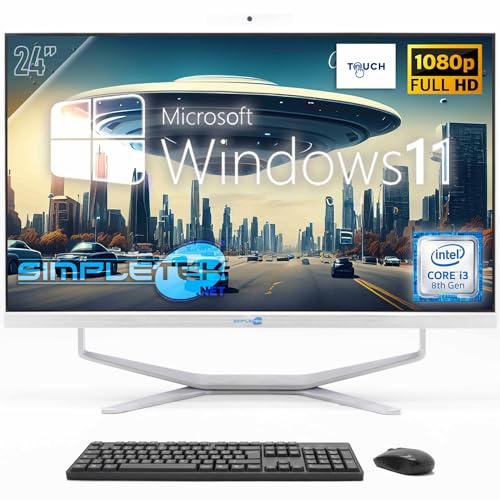 SIMPLETEK - PC Desktop ALL in ONE Schermo Touch 24 FHD | Core i3 8°Gen - 8GB RAM e SSD 240GB | Windows 11 Pro e Webcam integrata