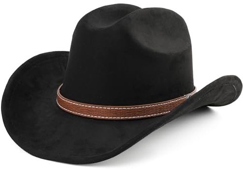 Melesh Western-Cowboyhut für Damen und Herren, klein, kurz, breite Krempe, Strand, Cowgirls, Cattleman, Cowboys Hüte