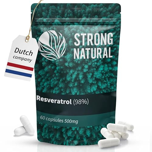 Trans Resveratrol (98%) - Vegane Resveratrol Kapseln ohne Zusatzstoffe aus japanischem Resvatrol Staudenknöterich Wurzel-Extrakt, 60 Resveratrol hochdosierte Kapsel 500mg
