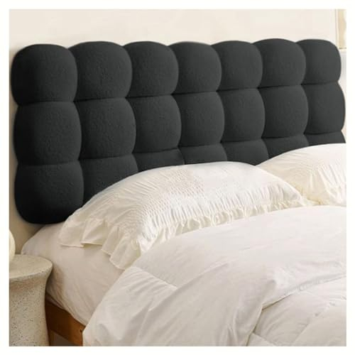 Kopfteil Bett 160 180 90 200 cm Breit Gepolstertes Bett Kopfteil 10cm dick Rückenlehne Schneeballkissen Nachttischkissen Lesen Kissen Bett Rückenkissen Weich(Color:Ink Black,Size:180x60x10 cm)