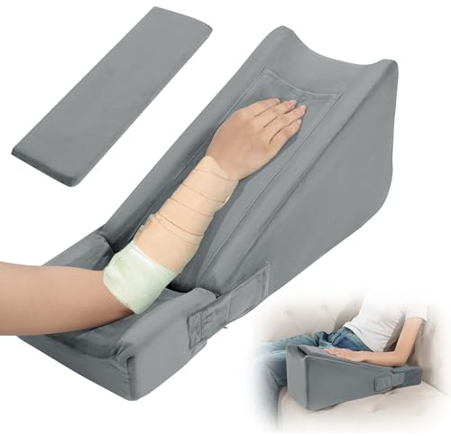 BALAPET Armkissen, weiches, ergonomisches Stützarm-Elevationskissen, Ellenbogenstütz-Keilkissen mit Tasche, bequeme Armpolster zum Schlafen und Ausruhen (grau)