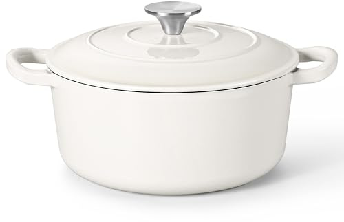 Herogo 3 QT Enameled Dutch Oven Pot with Lid White