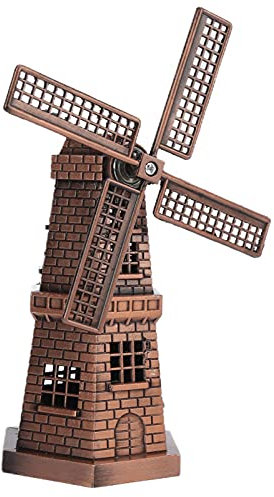Tixiyu Moulin à vent en bois Maison Ornement de jardin 15 × 10 × 9 Décoration de moulin à vent rétro Ornements artisanaux en bronze rouge pour restaurant Résistant aux intempéries, Anti Casse