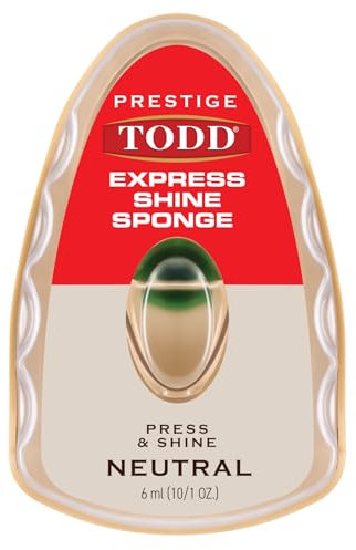 TODD PRESTIGE EXPRESS SHINE SPONGE NEUTRAL | Instant Shine and Protect for Shoes, Boots, Bags | 6ml WAX with Sponge