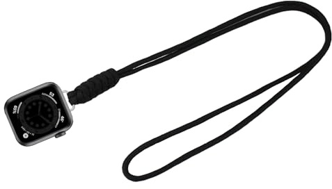 Compatible with Apple Watch Necklace Adapter Pendant, Nylon Weave Chain Compatible with Apple Watch Series 10, Ultra 2, SE, Ultra 9 8 7 6 5 4 38mm 40mm 41mm 42mm 44mm 45mm 46mm 49mm Women Men, Necklace Lanyard Chain Connector for iWatch (38/40/41/42(series10)-black)
