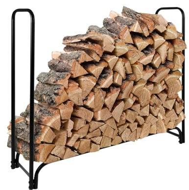 Floordirekt Stapelhilfe für Brennholz -Verstellbare Kaminholzaufbewahrung für den Außenbereich aus Stahl Kaminholzregal für Innen & Außen - Patmos XL - 36x118x114cm