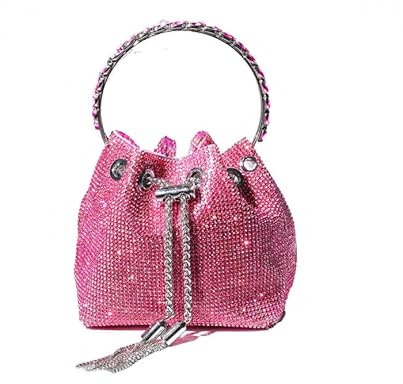 Preetyfix Women Rhinestone Evening Handbags - Sparkly Clutch Glitter Purse - Elegant Bucket Shoulder Bags -Weddings,Parties Prom,Formal Events Stylish and Shiny Top Handle Bag for Ladies
