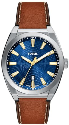 Fossil Everett - Orologio al quarzo da uomo in acciaio inox con tre lancette