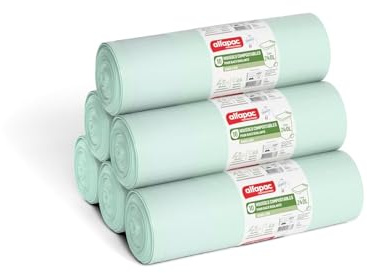 Alfapac professionnel - Carton de 100 housses compostables 240L pour bac roulant - 10 rouleaux de 10 housses - Pour déchets organiques
