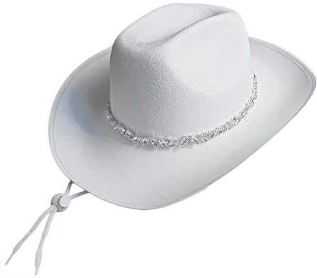 pvucpot Chapeau de cowboy avec bordure à paillettes argentées - Accessoires pour festivals, concerts, déguisements et enterrements de vie de jeune fille - 3 couleurs disponibles Chapeaux Visière
