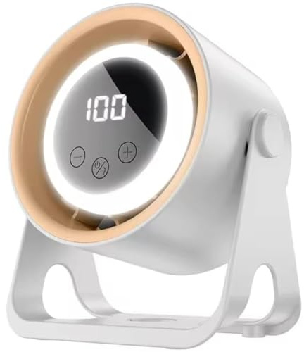 Portable Desk Fan With Night Light USB Rechargeable 100-Speed LED Display