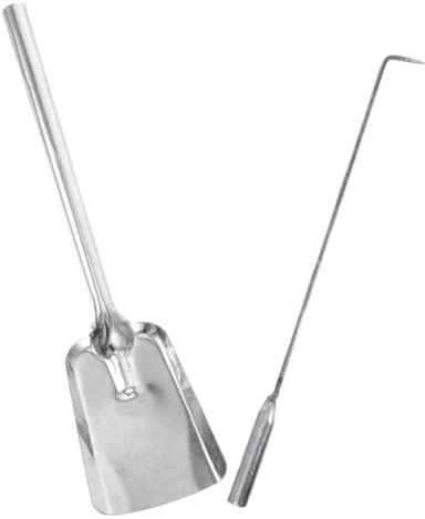 TOPPERFUN Pala y Atizador Para Chimenea De Acero Grueso Herramientas Resistentes Para Manejo De Leña y Cenizas Para Hogares y Jardines