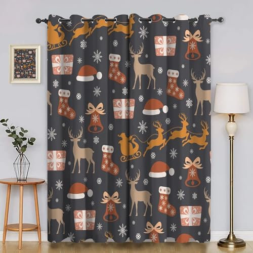 Generico Tenda Cervo Sika Tende Oscuranti - Campana Tende per Interni, 2 Pezzi Tendeper Interni, per Camera da Letto, Cucina, Soggiorno con Occhielli L 91.5 x A 214 cmR3130