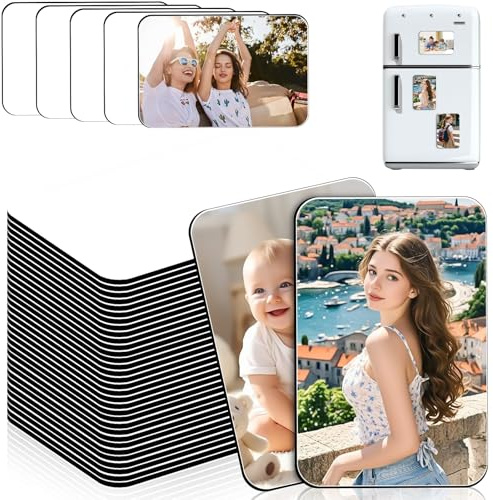 Aicharynic 50 imanes de sublimación en blanco de 5,5 x 7,5 cm – Personalizado sublimación en blanco Imanes decorativos DIY para imanes de nevera y decoración DIY