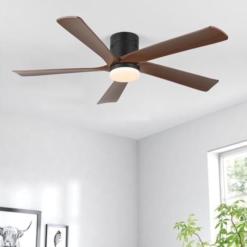 GreeLustr Deckenventilator mit Beleuchtung und Fernbedienung, 132cm Deckenventilator Leise mit 5 Holzmaserung Lüfterblatt Reversibler, Dimmbar, 6 Geschwindigkeiten, Zeitschaltuhr Für Schlafzimmer
