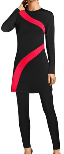 Hijab Badeanzug Damen Muslimische Langarm Islamisch Schwimmanzug Kostüm Bescheidene Sonnenanzug Schnelltrocknend Badebekleidung Volle Burkini