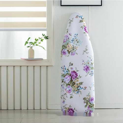 Housse Table À Repasser 120X40 Fleurs Violettes Housse pour Planche À Repasser Classic,avec Bande Élastique Resserrable, Thermo Reflect, Adaptée Aux Fers À Vapeur