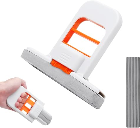 UOCAI Mini Foldable Desktop Mop Mini Faltbarer Tischmopp, Schwamm Wischmopp Mini, Selbstauswringender Mopp mit Ersatz-Schwammkopf für Geeignet Küche, Bad, Tischplatte und Glas Nass Trockenreinigung