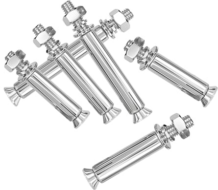 M8 x 100 mm, 10 tasselli ad espansione in acciaio inox 304 con dado e rondella per recinzioni e porte in cemento armato