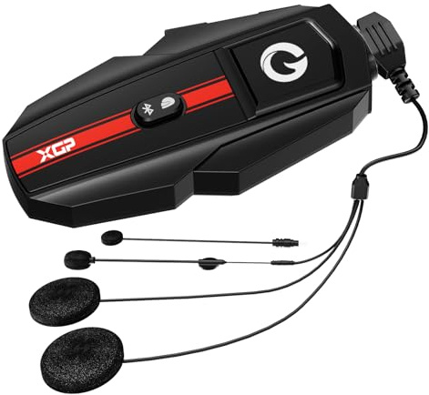 XGP Intercomunicador Casco Moto Bluetooth, Auriculares Moto para 2 Motociclistas 1000M Sistema de Comunicación, Audio Multitarea, Música Compartida, IP67 Impermeable, Universal Kit Manos Libres