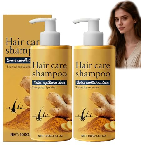 Ingwer-Haarpflege-Shampoo, Ingwer-Haarshampoo Gegen Haarausfall Und Schuppen, Ing/wer-Shampoo Gegen Haarausfall, Verbessert Spliss, Reguliert Die Talgproduktion Und StäRkt Das Haar (2 PCS)