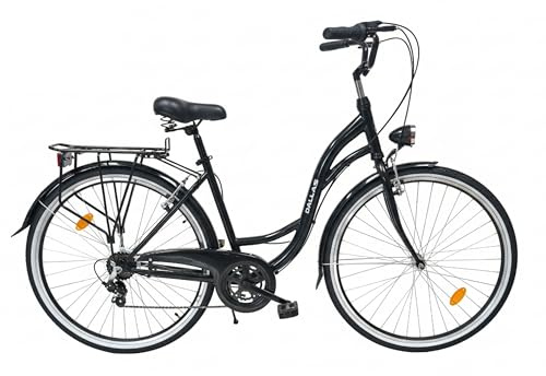 Fahrrad 28 Zoll - Bequemes Cityrad für Damen und Herren - mit 7-Gang Shimano Schaltung - Komfortabler Tiefeinsteiger für Stadt und Pendler - Dallas City - Schwarz