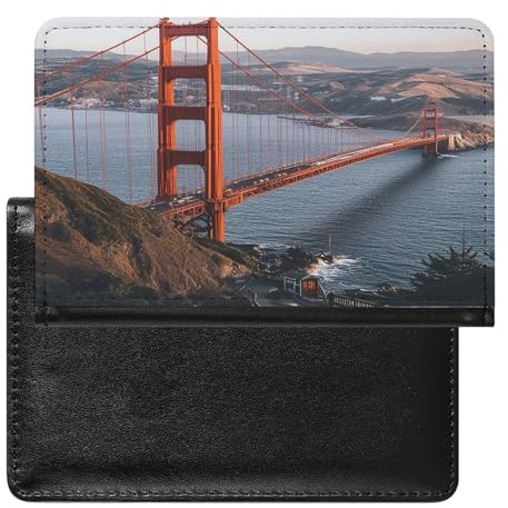 San Francisco Golden Gate Bridge Étui portefeuille en cuir pour passeport ultra fin pour passeport de voyage Accessoires indispensables