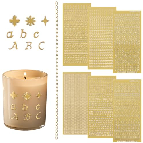 BRITIVIVE 12 Blätter Wachsbuchstaben für Kerzen Buchstaben Kerzenaufkleber Gold Buchstaben Aufkleber mit Groß Und Kleinbuchstaben Zahlen Symbolen für Kommunionkerze Bastelset Hochzeit Verzieren